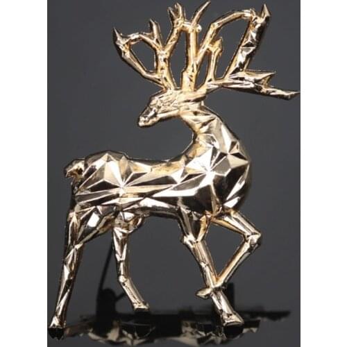 Exquisite and Cute Gold Christmas Deer Animal Mens Brooch Womens Clothing Versatile Accessories