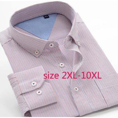 New Arrival Fashion Super Large Autumn Casual Men Dress Shirts Long Sleeve Stripe Formal Plus Size 2XL3XL4XL5XL6XL7XL8XL9XL10XL