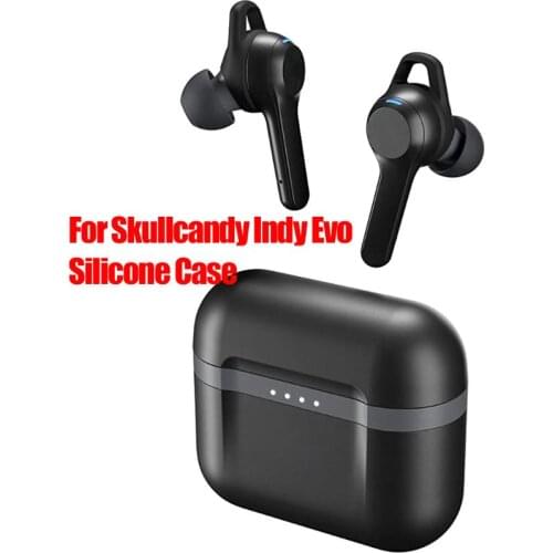 Soft Anti-slip Silicone Earphone Case Protective Cover Shell with Carabiner for Skull candy Indy Evo True Wireless Earbud