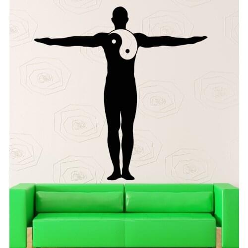 New Arrival Yoga Vinyl Decal Yin Yang Yoga Meditation Zen Symbol Man Mural Art Wall Sticker Window Glass Shop Decoration