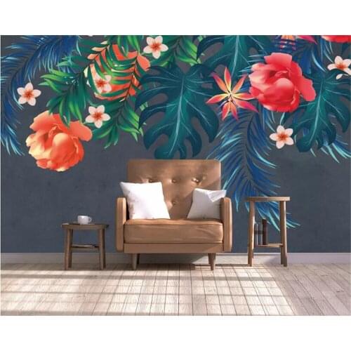Beibehang Custom wallpaper Bedroom living room background wall 3d wallpaper tropical rainforest hand painted floral 3d wallpaper