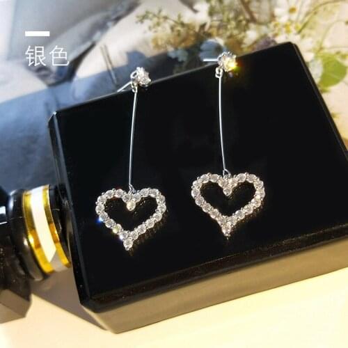 Simple Fashion Love Tassel Female Growth Earrings Girls Birthday Valentines Day Gift Full Zircon Love Tassel Earrings for Women