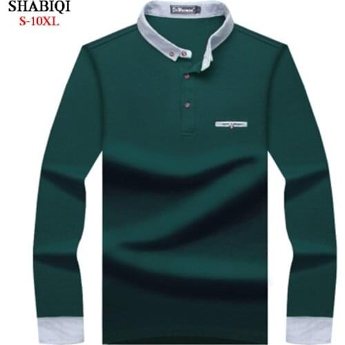 SHABIQI New Brand Men shirt Men Polo Shirt Men Stand collar Long Sleeve Keep warm Polos Shirt Plus Size 6XL 7XL 8XL 9XL 10XL