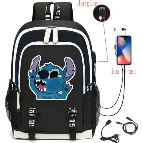Disney Stitch travel bag School Bag usb charging Oxford Backpack Lilo And Stitch Teenagers Backpack Laptop bag birthday Gift