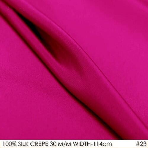 SILK CREPE DE CHINE 114cm width 30momme/100% Natural Silk Fabric 2017 for sewing Chinese Silk Pajamas for Women Hot Pink NO23