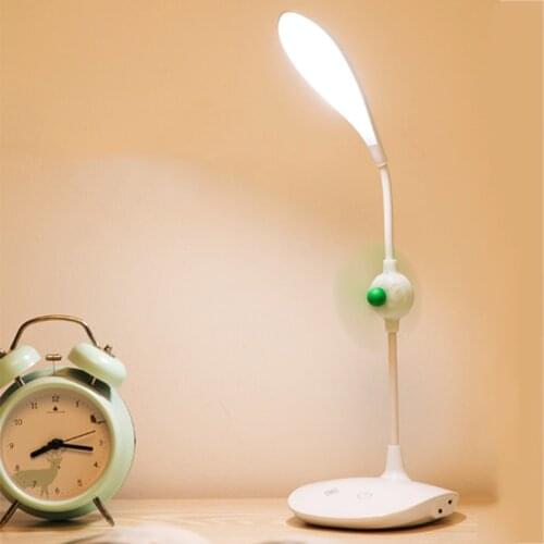 LED Task Lamp With Fan Flexible Gooseneck Adjustable Desk Lamp Touch Control Portable Rechargeable Folding Desk Lamp Bedroom