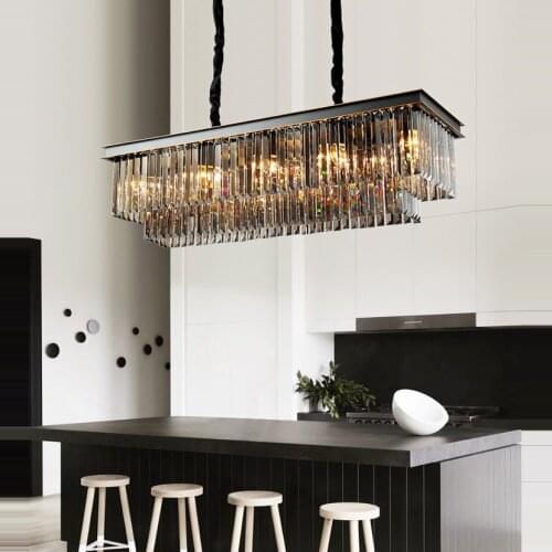 Led e14 American Iron Crystal Clear Smoky Grey Pendant Lights.Pendant light Suspension Luminaire Lampen Lustre For Foyer