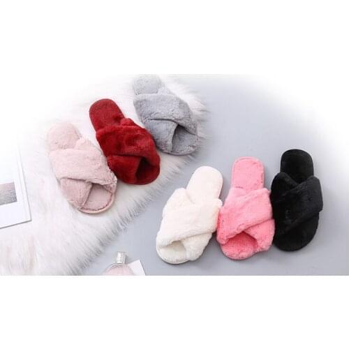 Winter Spring Women House Slippers Faux Fur Fashion Warm Shoes Woman Slip on Flats Female Slides Cozy Home Furry Slippers