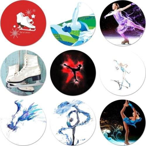 58mm Figure skating and Ice Skating Icons Pins Badge Decoration Brooches Metal Badges For Backpack Decoration