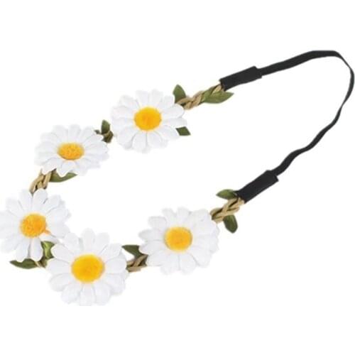 1pc Bohemian Style Headband Sunflower Decor Realistic Lightweight Floral Headpiece Flower Headband Hair Accessories