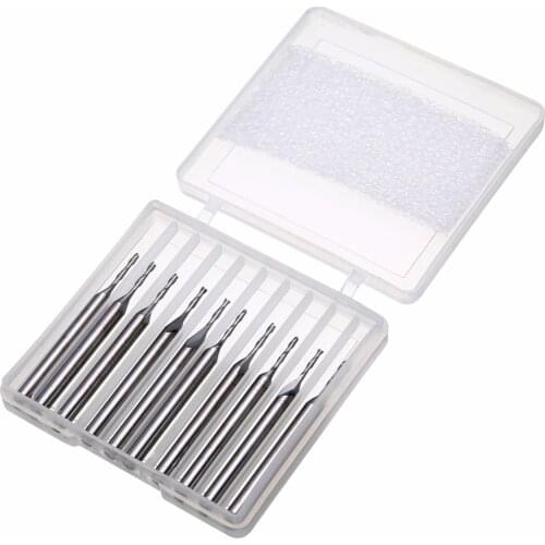 10pcs 2 Flute End Mills Double Spiral Carbide Flat Nose End Mill CNC Router Bit 1/8" 1mm Milling Cutter For Cutting Slotting