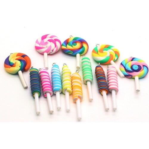 10pcs Funny Resin Colorful Lollipop Earring Charms Simulation Candy Food Keychains Earring Pendant Accessory DIY Jewelry Make