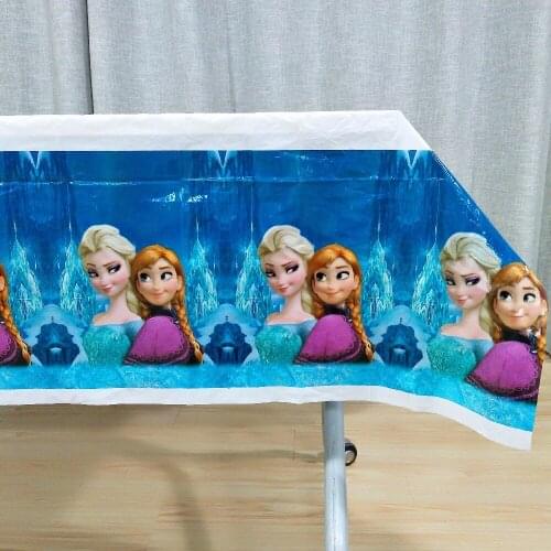 108cm*180cm Elsa and Anna Cartoon Theme Party Table Cloth Disposal Favor Birthday Party Decoration Party Supplies Set