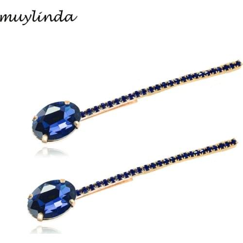 2PCS/LOTS) Fancy Ladies Crystal Round Hair Accessories Geometry Long Hair Clip Women Fashion Hair Jewelry