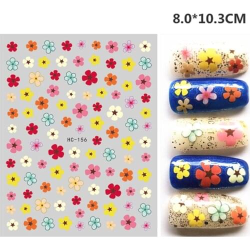 2D adhesive sticker cartoon cute flower animal pattern nail sticker simple water transfer sticker nail art