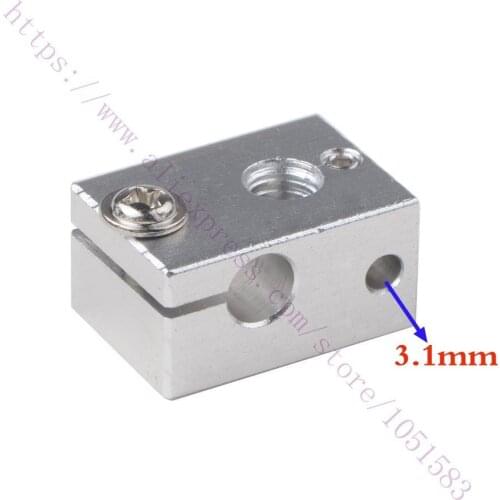3pcs Aluminum V6 PT100 Heater Block for Sensor Cartridges PT100 Themocouple &Thermistor for 3D Printer V6 Hotend Extruder