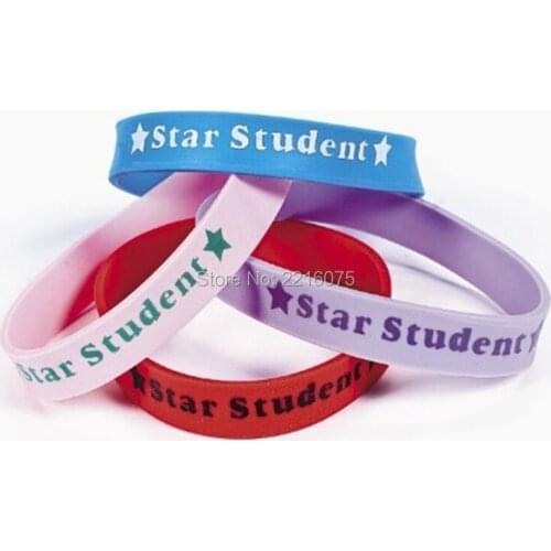 400pcs printed STAR STUDENT wristband silicone bracelets free shipping by DHL express