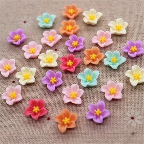 50pcs 13mm Mix Colors Resin Flower Daffodil Flatback Cabochon DIY Jewelry Phone Decoration