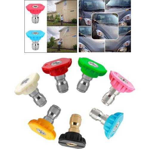 7pcs Pressure Washer Spray Nozzle Tips Multiple Degrees 1/4 INCH Car Washing Nozzles