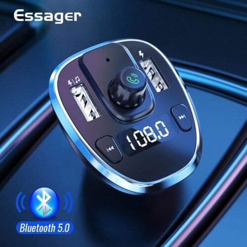 Essager USB Car Charger Bluetooth-compatible 5.0 Car Kit Handsfree FM Transmitter MP3 U Disk TF Card Player Mobile Phone Charger