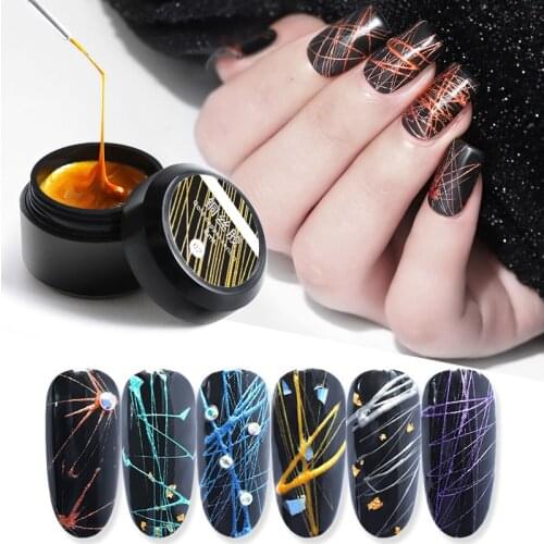 8ml Shimmer Elastic Nail Gel Web Painting Creative Glitter UV Gel Polish Liner Nail Art Copper Wire Gel Spider Varnish