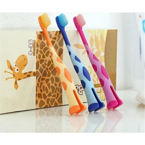 Children Toothbrush Cute Giraffe Children Training Toothbrushes Soft Stand Brush Dental Oral Care For 3-12 years Kids Baby