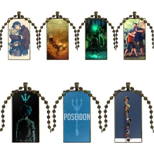 Design Fashion Vintage Glass Women Rectangle Necklace Pendants For Wedding Fashion Percy Jackson
