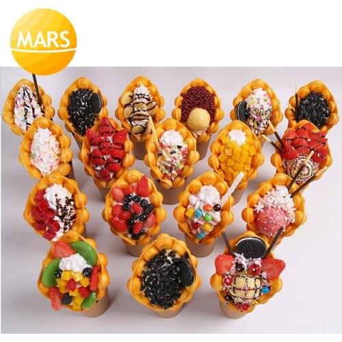 Simulation Eggettes Puff Egg Bubble Waffle Food Model Sample Dessert Display Fake Ice Cream Egg Waffle Props for Window Display