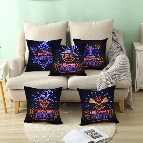Halloween Carnival Decoration Printed Cushion Cover Polyester Pillow Case Decorative Pillows Cover for Sofa Car