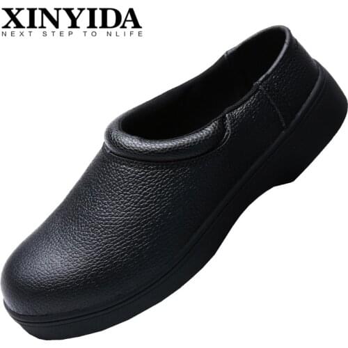 Mens Anti-slip Cook Chef Shoes Slip On Waterproof Oil-proof Kitchen Working Shoes Anti-smash Safety Shoes With Steel Size 39-44