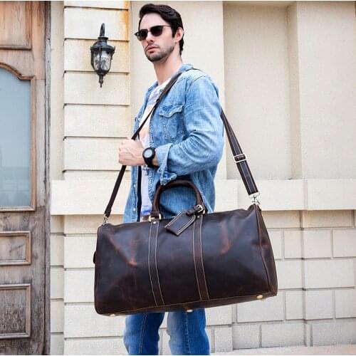 Male Handbags Large 60Cm Men Genuine Leather Travel Bag Travel Tote Big Weekend Bag Man Cowskin Duffle Bag Hand Luggage
