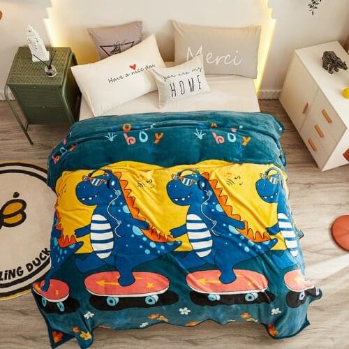 JY dinosaur High quality Thicken plush bedspread blanket 200x230cm High Density Super Soft Flannel Blanket,for the sofa/Bed