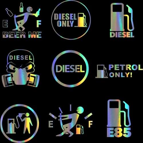 Decals Funny 3D Reflective Laser Stickers on Car Styling Creative Car Sticker PVC DIESEL ONLY Fuel Sticker