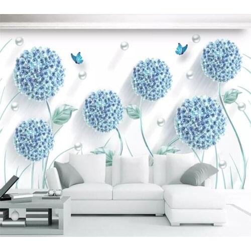 Beibehang Custom wallpaper 3d Photo Mural Modern Simple Embossed Dandelion Nordic Background Wall paper painting papel de parede