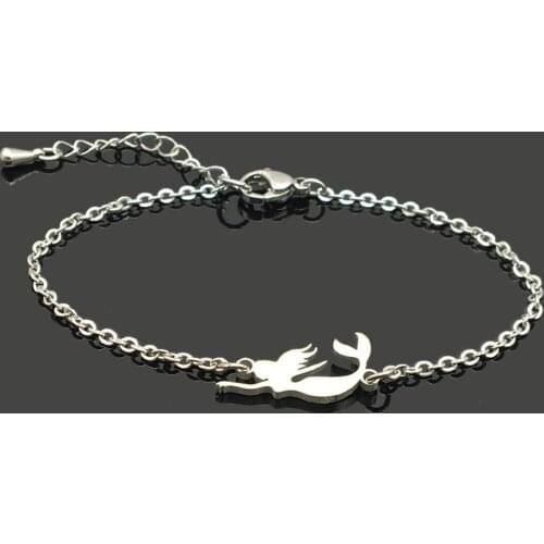 New Mermaid Charm Stainless Steel Chain Bracelet High Quality Stainless Steel Sea Mermaid Pendant Chain Bracelet For Women Girls