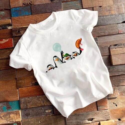 Unisex Toddler Girl Clothes 24M-9T Cartoon T Shirt Madagascar Penguin Fun Girls Tshirt Casual Boys Shirts Summer Harajuku Vogue