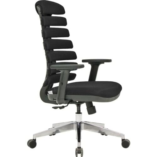Space Office Mira Chef Seat-Aluminum Foot-Adjustable Armrest-Black