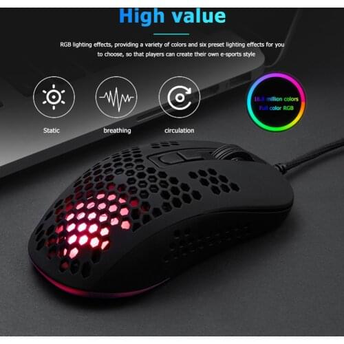 Desktop Professional Computer Mouse Lightweight PC Mouse PAW704 Gaming Chip Hollow RGB Backlight Optical Mice Laptop