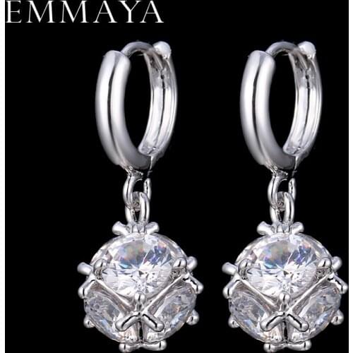EMMAYA Trendy New Womens Round CZ Crystal Pierced Dangle Drop Earrings Jewelry Gift