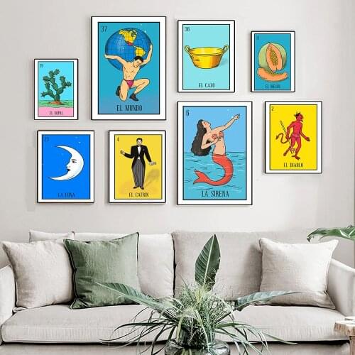 Nordic Abstract Mexican Tarot Wall Art Pictures Canvas Painting Colorful Lottery Posters and Prints Living Room Home Decoration
