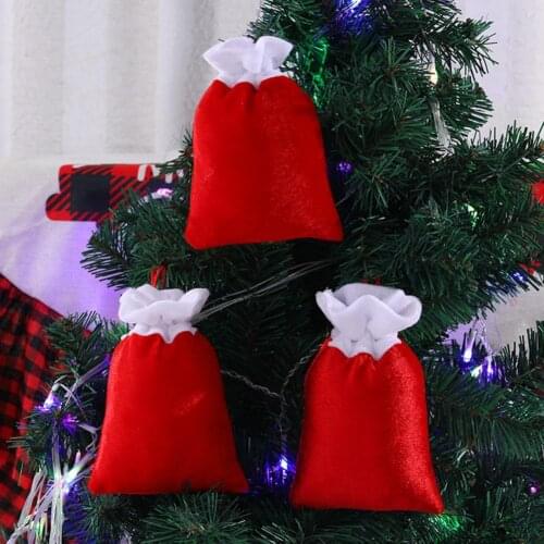 Fabric 10Pcs Great Christmas Tree Drawstring Gift Pouch Creative Christmas Drawstring Bag Stylish for Shopping Mall