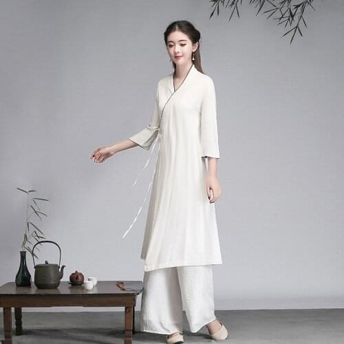 Aransue Spring and Summer Chinese Style Retro Sets Hanfu Ancient Style 7-Sleeve Clothes