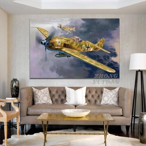 WW2 Fw 190 Focke Wulf Luftwaffe Germany Aircraft Military Living Room Decor Home Wall Art Decor Wood Frame Canvas Posters