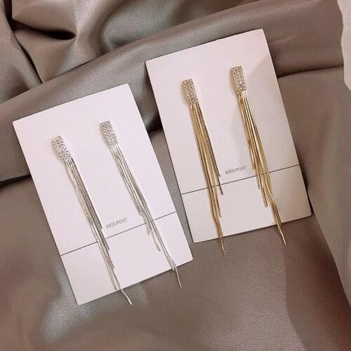 20Pair/lot Arrival Dominated Fashion Long Metal Tassel Drop Earrings Korean Joker Sweet Lovely Crystal Elegant Women Earrings