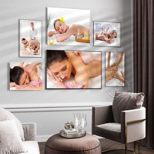 Woman Leisure Massage Prints Poster, Modern Art Plant Flower Aromatherapy Art Prints, Nordic Gril Beauty Salon Spa Wall Decor