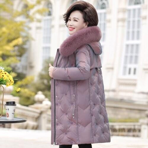 Large Natural Raccoon Fox Fur Hooded Winter Down Coat Women 90% White Duck Down Jacket Thick Warm Parkas Female Outerwear