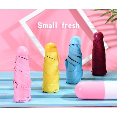 Mini Pocket Umbrella For Women Candy Color Small Fresh Advertising Windproof Portable Folding Beach Umbrella Parasol Cover