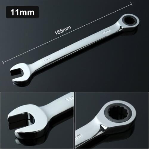 1pcs 11mm Key Ratchet Wrench Adjustable Torque Open End Wrench Woodworking Carpenter Power Hand Tool Chrome Vanadium Spanners