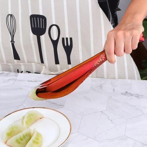 New Kitchen Tongs Serving Food Serpentine Bread Clip Colorful Gold18/8 Stainless Steel Tongs BBQ Steak Clips Kitchen Tool