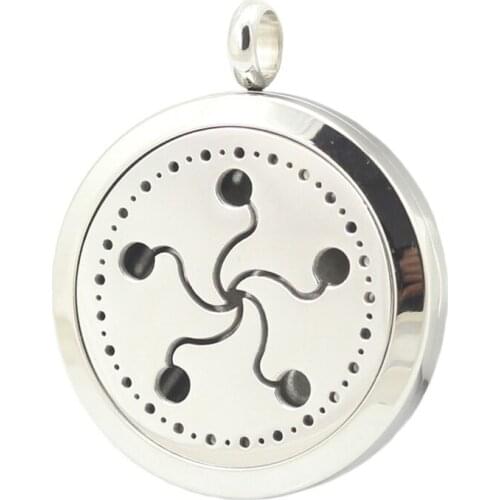 10pcs Round Stainless Steel Hot Air Balloon Swirl Premium Aromatherapy Essential Oil Diffuser Locket Pendant Women Necklace